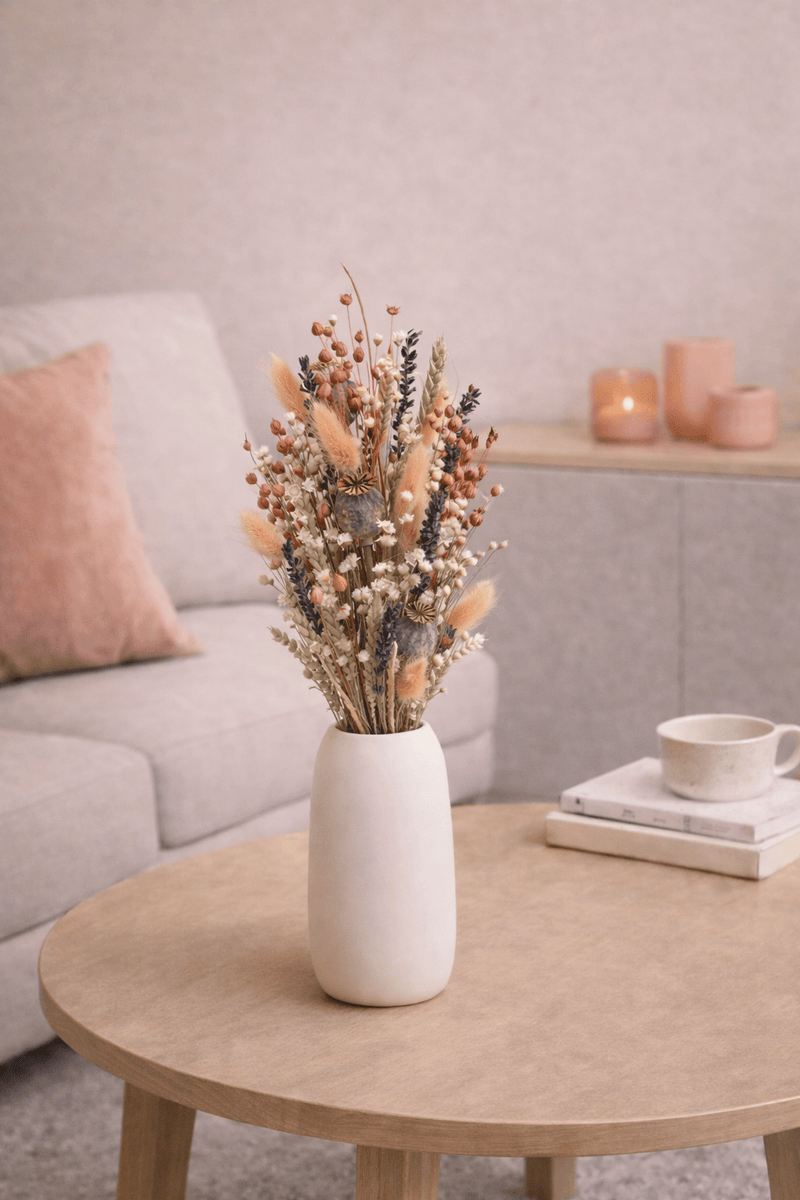 Vasenglück Trockenblumen Trockenblumenstrauss „No. 92“ in Apricot & Creme mit Lavendel & Glixia