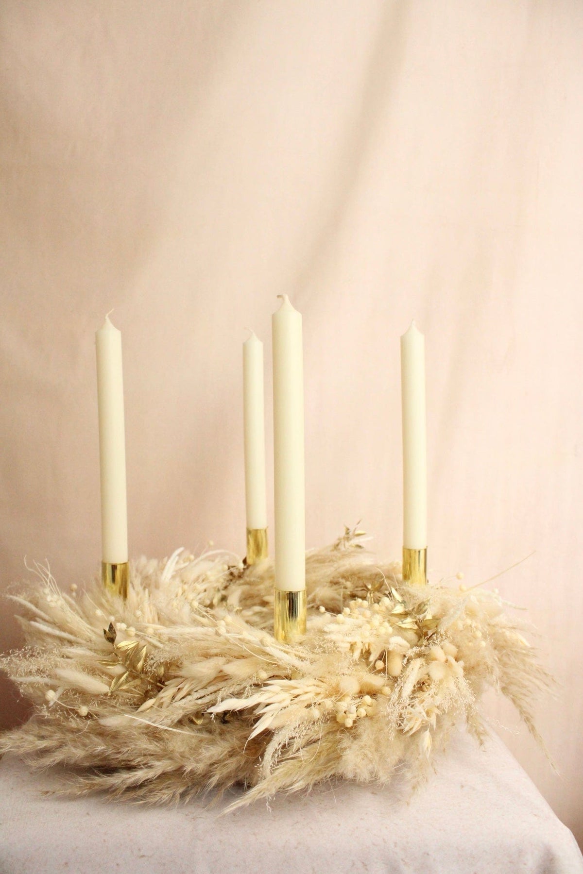 Vasenglück Trockenblumenkranz PRE-ORDER | Adventskranz Trockenblumen | Boho Pampasgras Gold