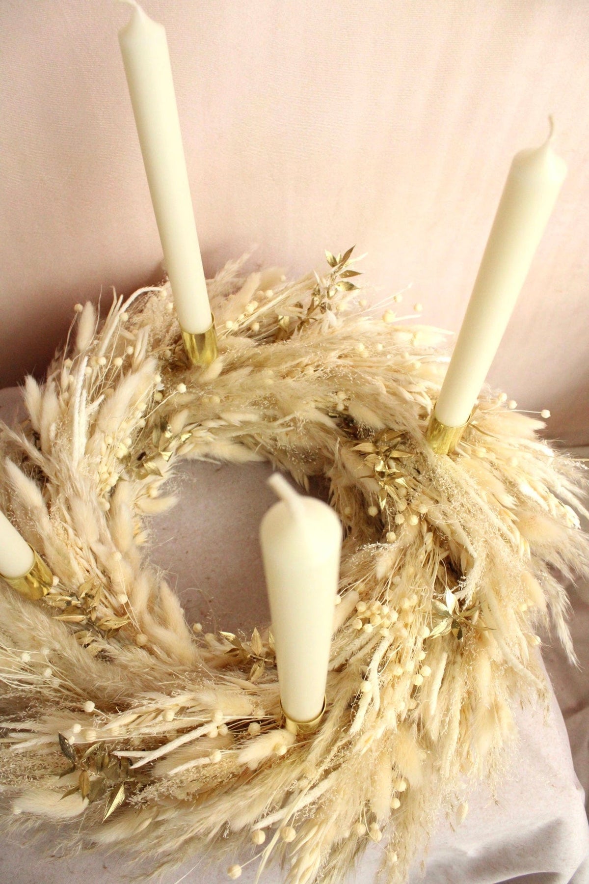 Vasenglück Trockenblumenkranz PRE-ORDER | Adventskranz Trockenblumen | Boho Pampasgras Gold