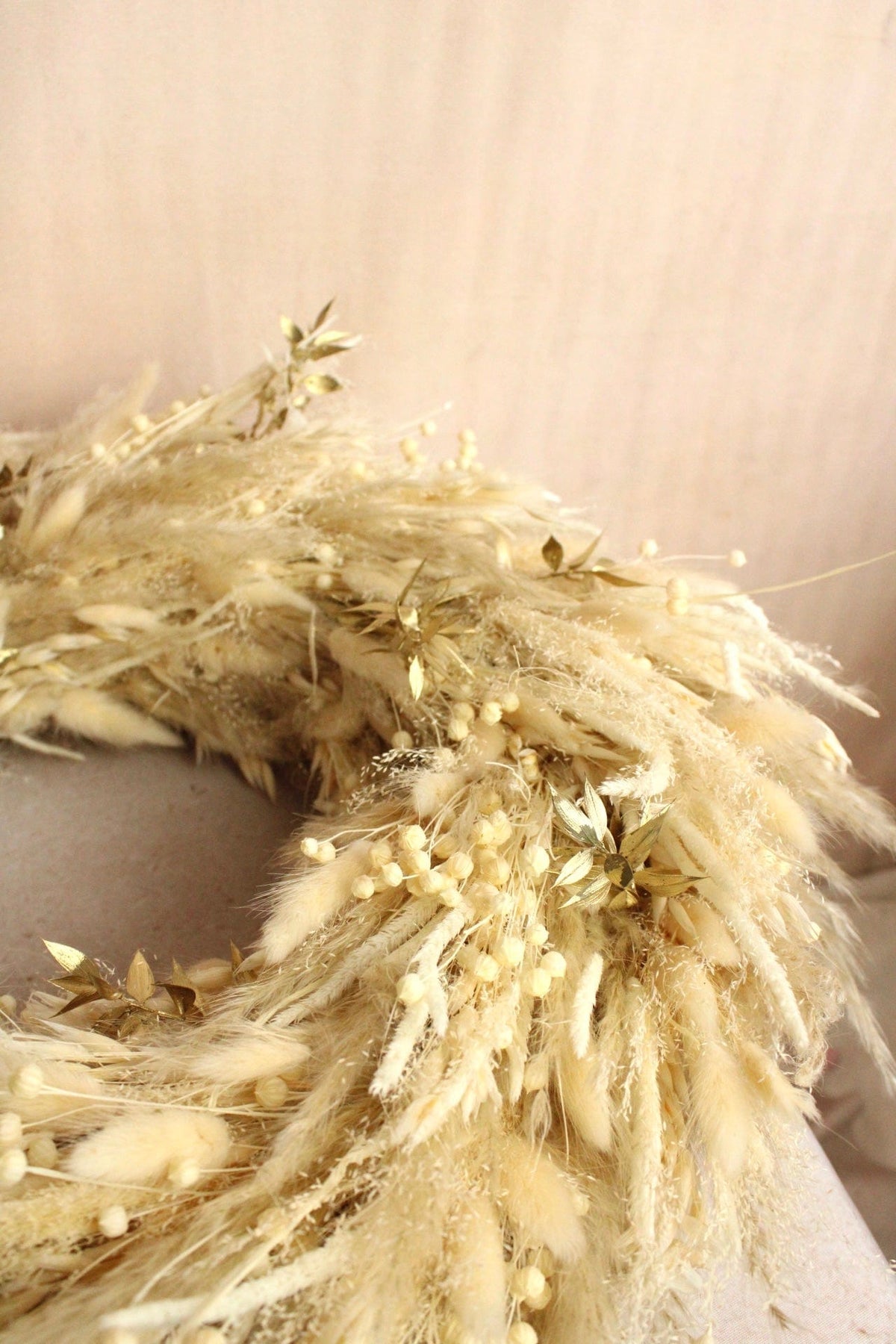Vasenglück Trockenblumenkranz PRE-ORDER | Adventskranz Trockenblumen | Boho Pampasgras Gold