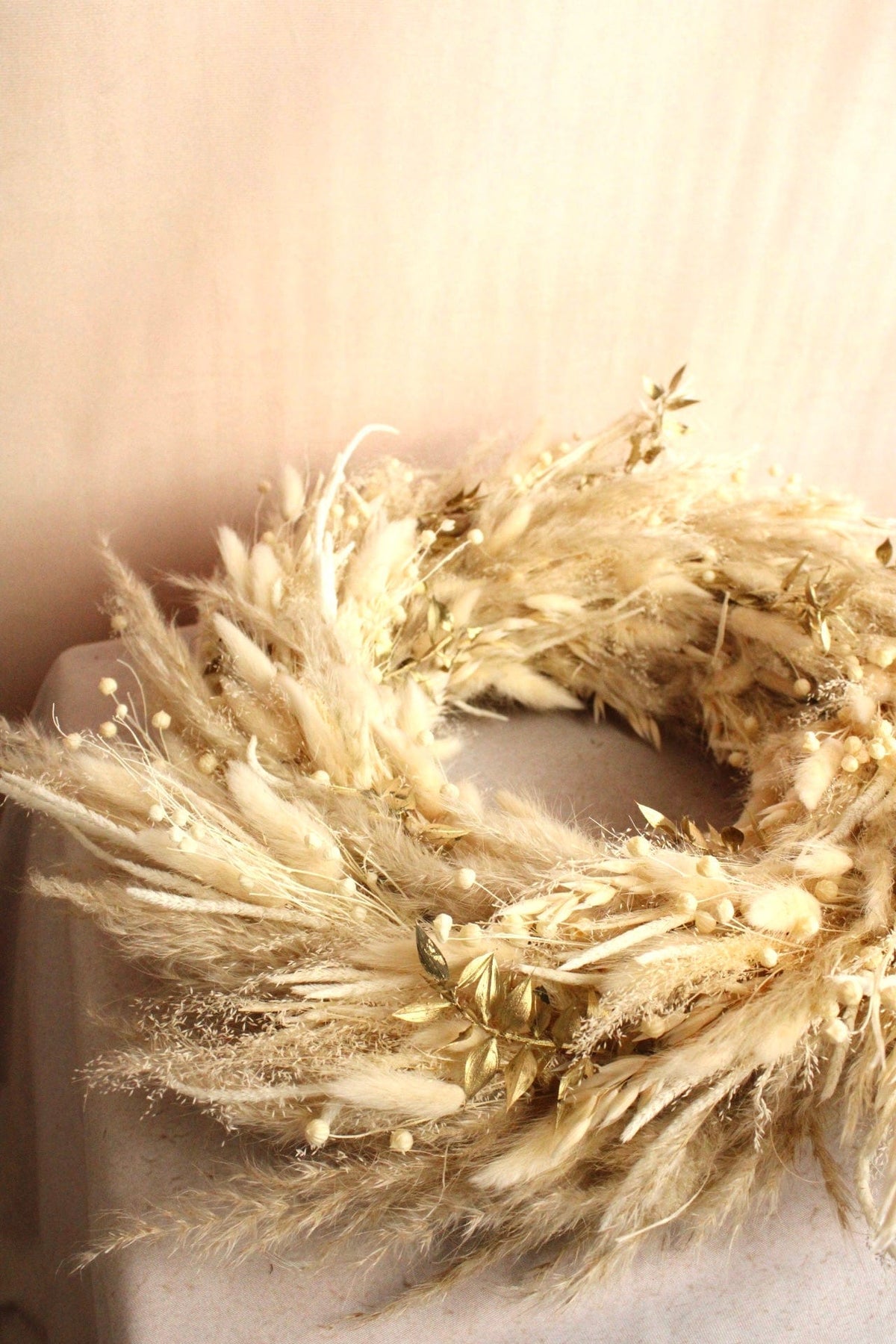 Vasenglück Trockenblumenkranz PRE-ORDER | Adventskranz Trockenblumen | Boho Pampasgras Gold