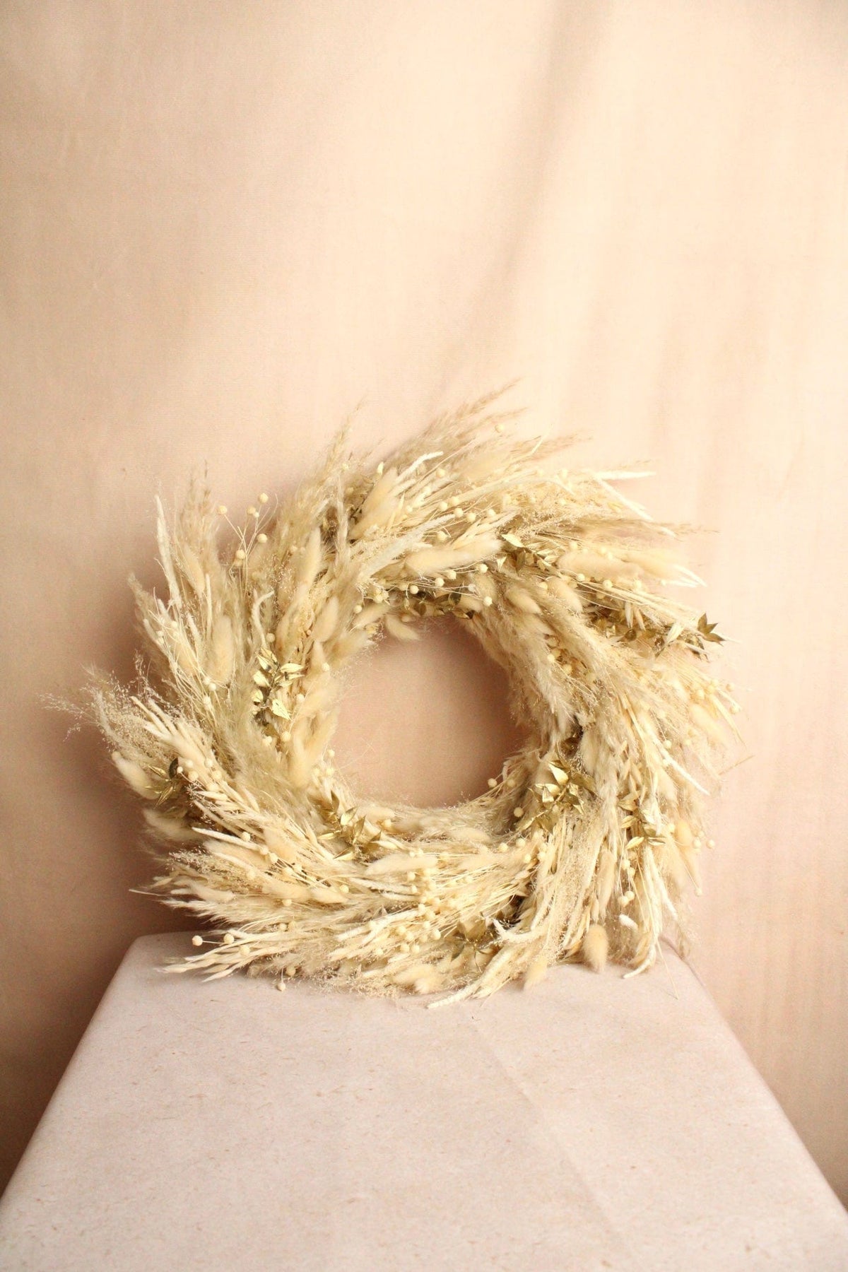 Vasenglück Trockenblumenkranz PRE-ORDER | Adventskranz Trockenblumen | Boho Pampasgras Gold
