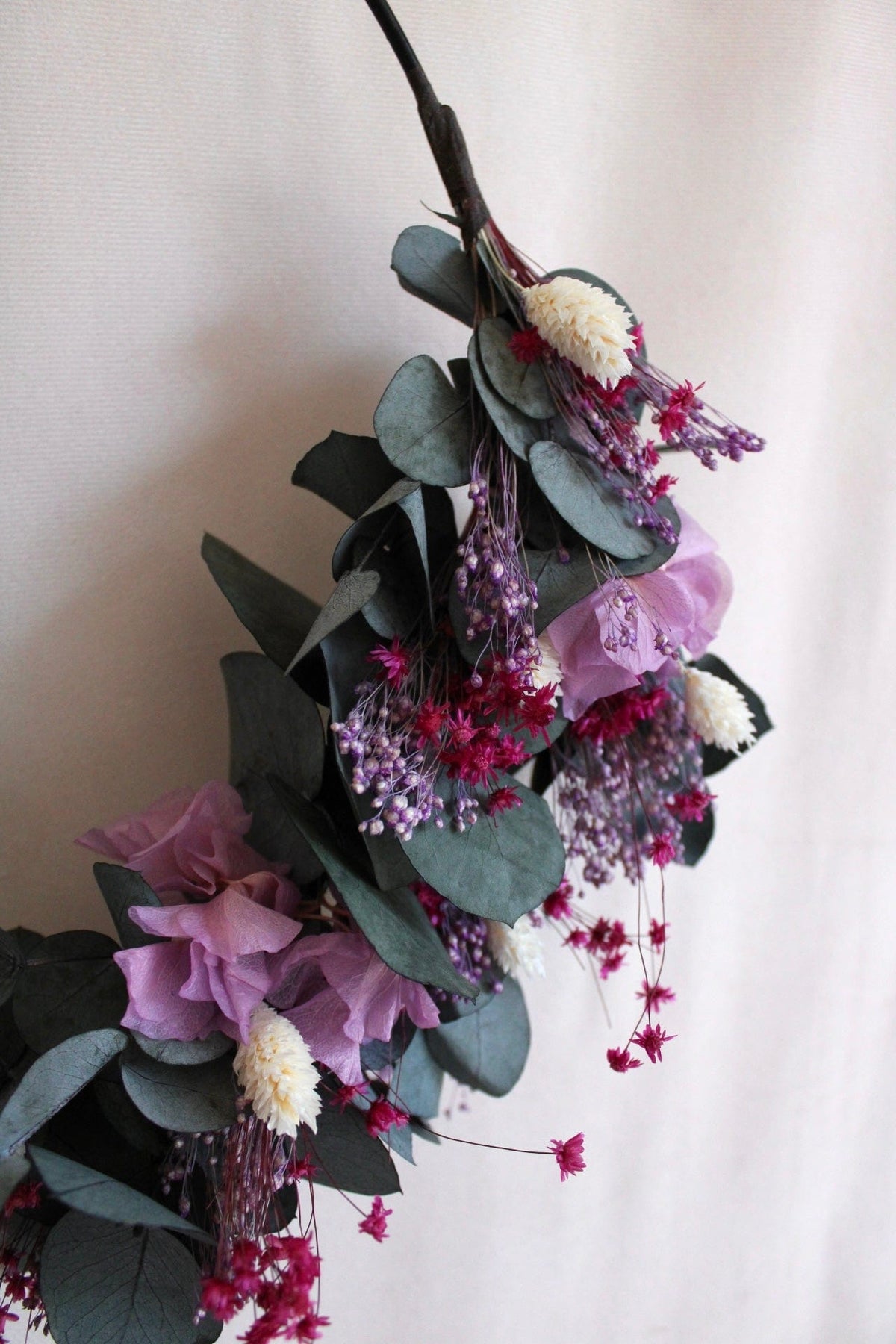 Vasenglück Trockenblumenkranz Trockenblumenkranz am Metallring | Flower Hoop | 30cm | Eukalyptus & Hortensien