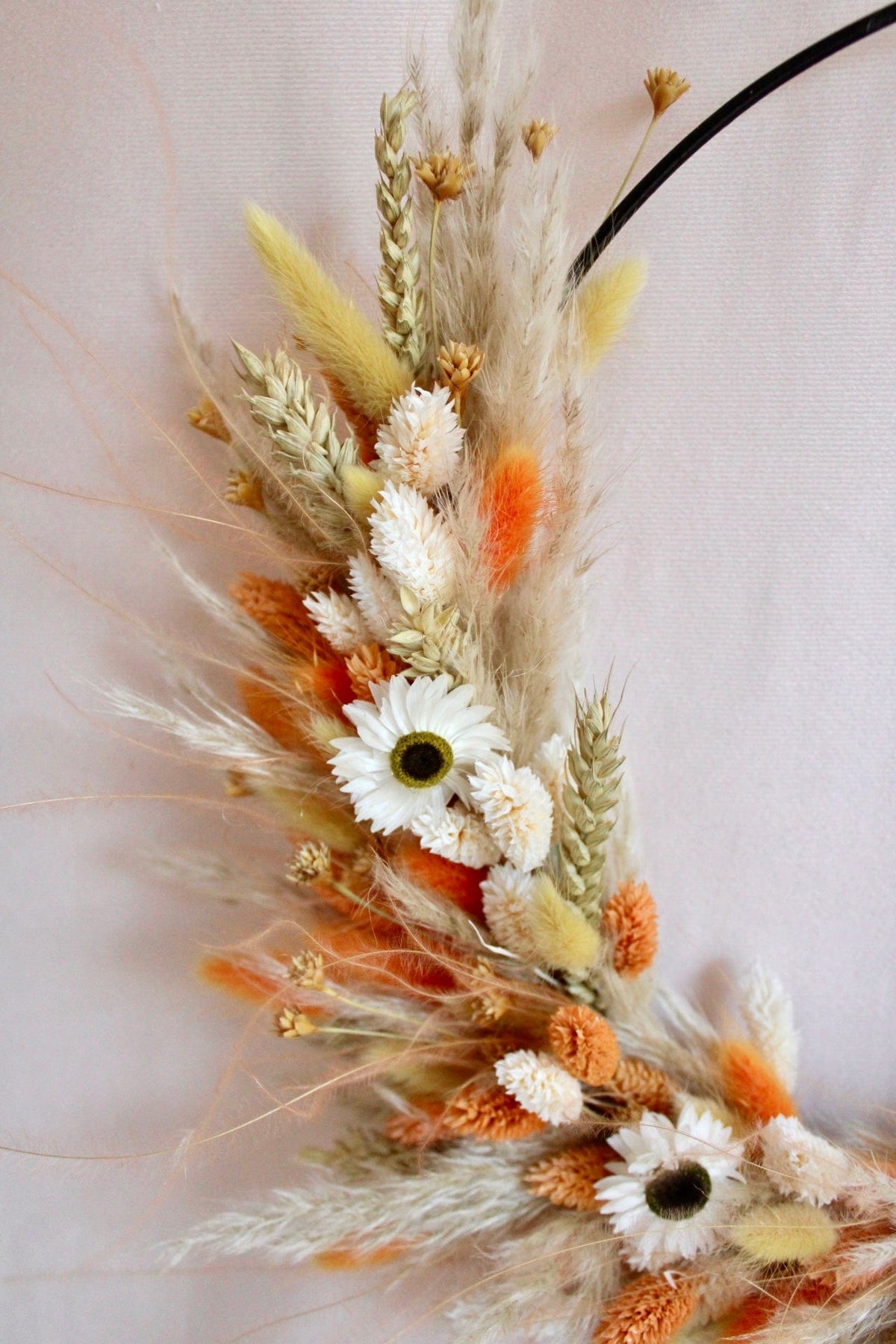 Vasenglück Trockenblumenkranz Trockenblumenkranz am Metallring | Flower Hoop | 30cm | Strohblumen & Pampasgras