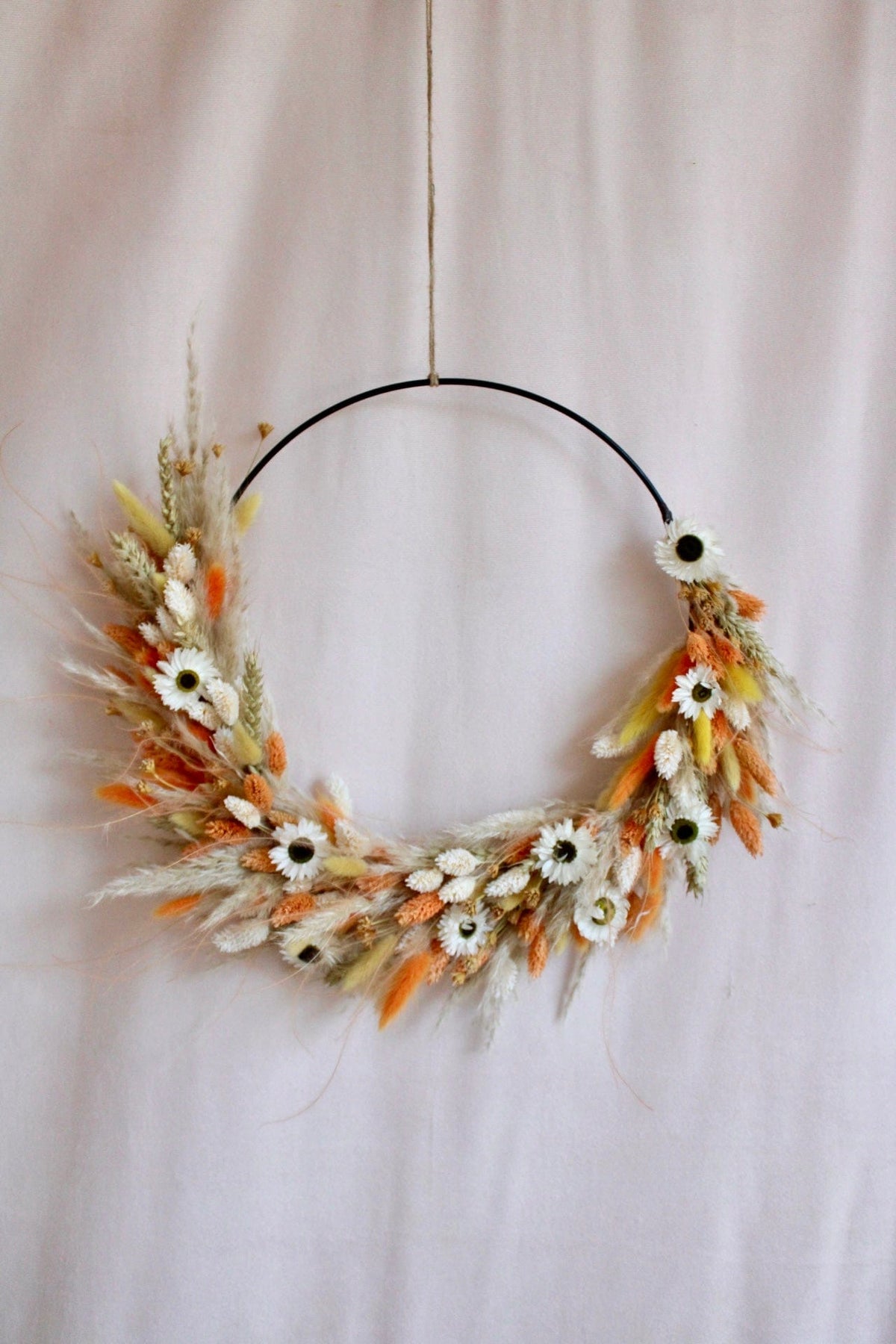 Vasenglück Trockenblumenkranz Trockenblumenkranz am Metallring | Flower Hoop | 30cm | Strohblumen & Pampasgras