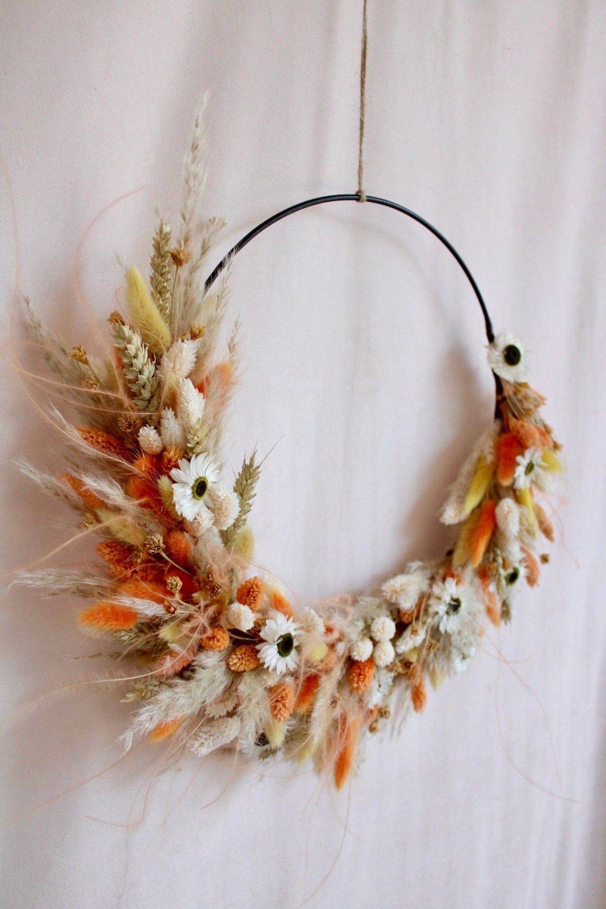 Vasenglück Trockenblumenkranz Trockenblumenkranz am Metallring | Flower Hoop | 30cm | Strohblumen & Pampasgras