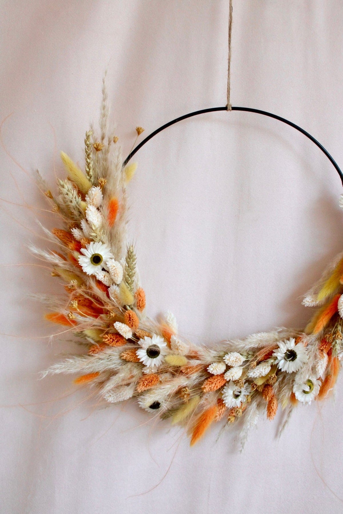 Vasenglück Trockenblumenkranz Trockenblumenkranz am Metallring | Flower Hoop | 30cm | Strohblumen & Pampasgras