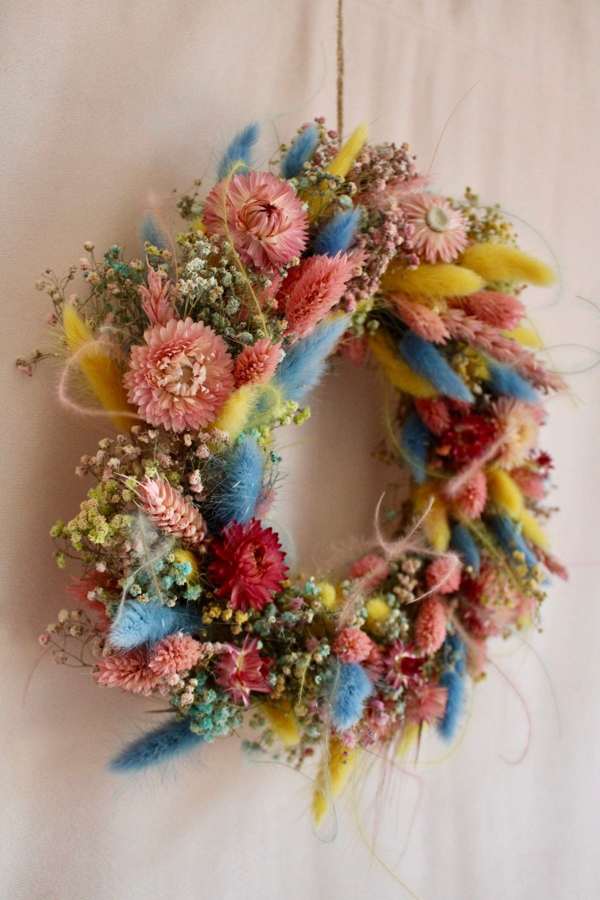 Vasenglück Trockenblumenkranz Trockenblumenkranz Frühling | Bunt mit Strohblumen