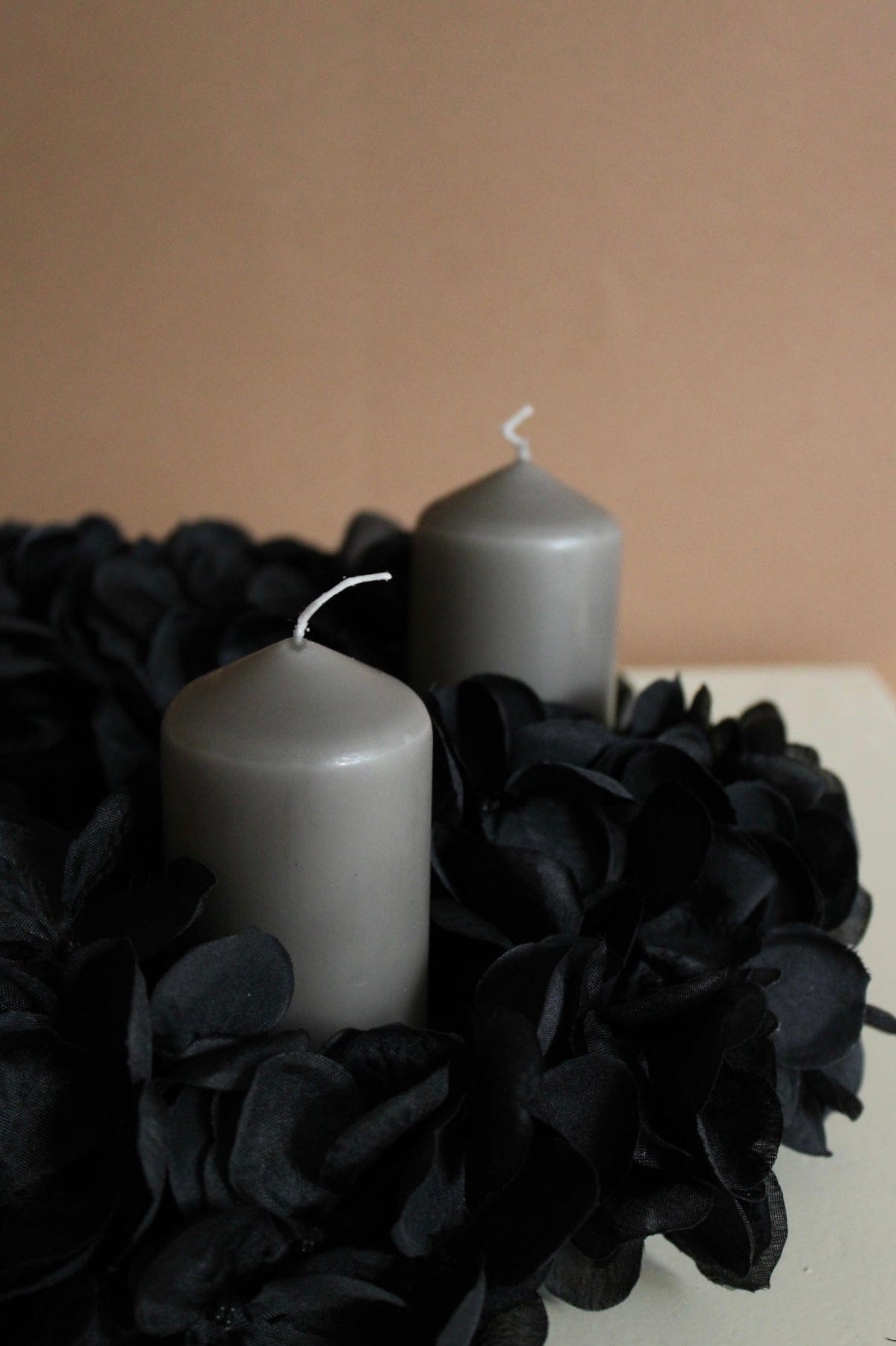 Kerzenhalter Adventskranz Schwarz Blockkerzen ⌀6cm