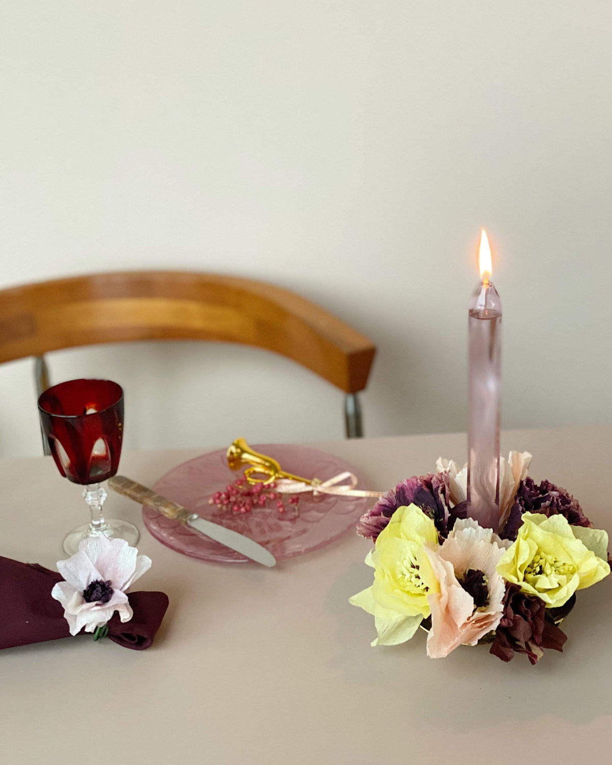 Papierblume | Pfingstrose | Aubergine Vasenglück