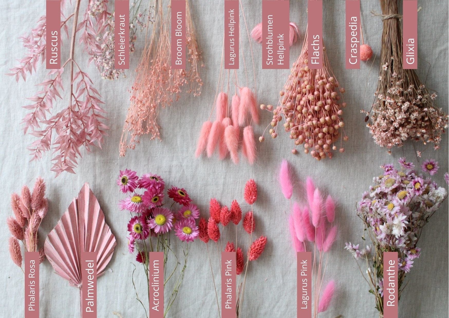 Handgemachter Mini Natürlicher Trockenblumenstrauß rosa